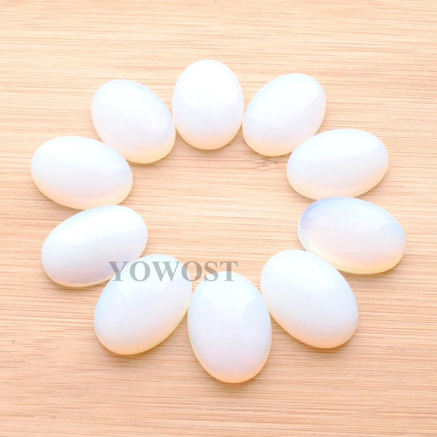 

Free shipping Natural White Opal Gem Stone 18x25x7mm Oval Cabochon CAB No Drill Hole for Jewelry Making 10Pcs/lot IU3057