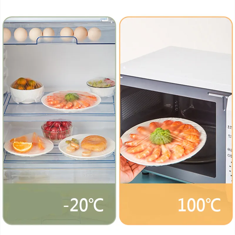 50/100PCS Disposable Food Cover Plastic Wrap Elastic Lids For Fruit Bowls Cups Caps Storage Kitchen Fresh Keeping Saver Bag | Дом и сад