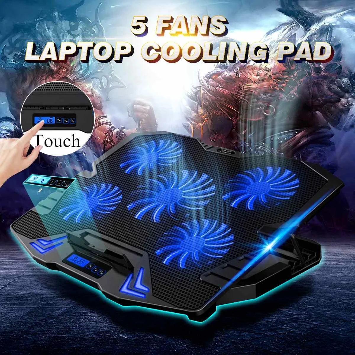 

FOR Laptop Cooler 5 Fans Laptop Cooling Pad 2 USB Port With Led Screen 2400RPM for 12-17 inch Gaming Laptop Cooler Stand