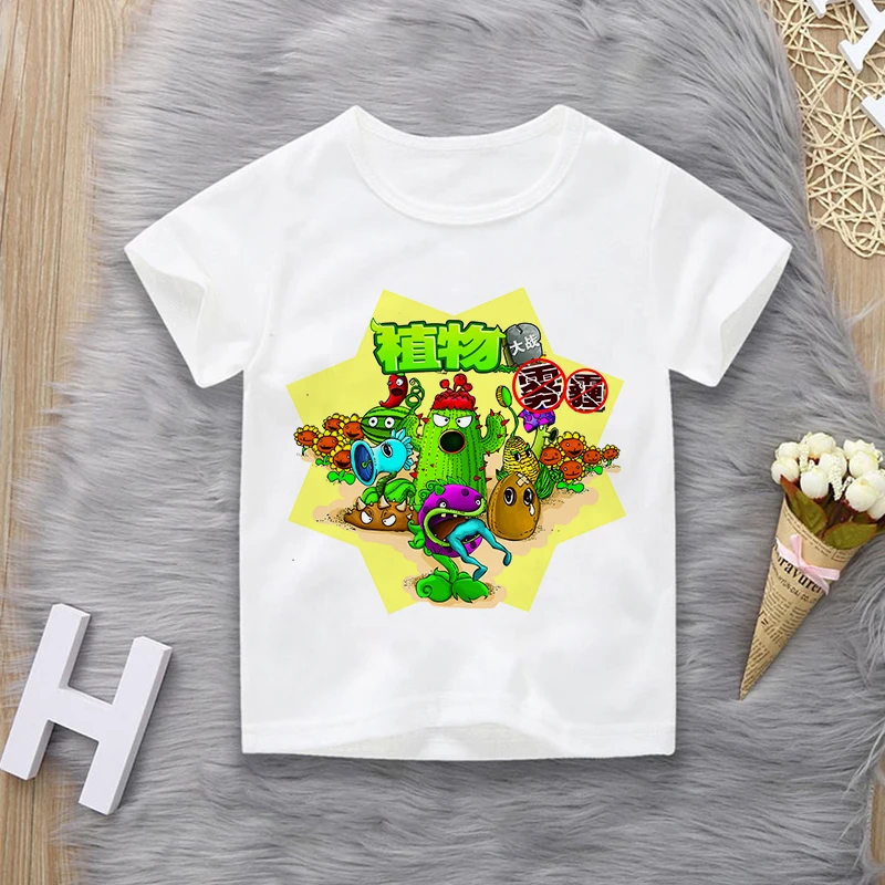 

Children's T-shirt Plants vs. Zombies War Boys Costume Cartoon Game Pattern Boys Costume Children O-neck T-shirt Summer