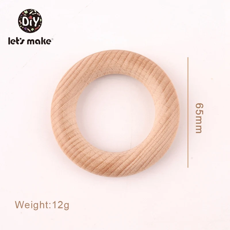 65mm Let's Make 5 шт., 60 мм, буковое деревянное кольцо, пищевые материалы, поделки своими руками, дерево, Прорезывание Зубов, Детские аксессуары, подвесные игрушки, детские Прорезыватели - Цвет: 65mm