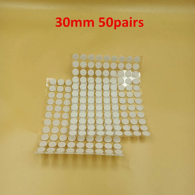 White 30mm 50pairs 100 пар 10 мм Цветная Клейкая крепежная лента в горошек липучка и петля Волшебная Наклейка круглая прочная Самоклеящаяся Двойная блокирующая волшебная лента - Цвет: White 30mm 50pairs