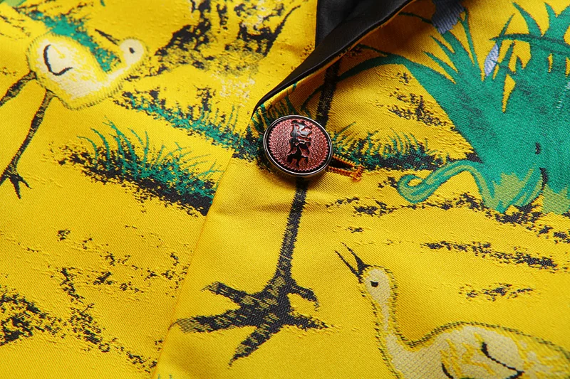 Одежда в Корейском стиле с куртка Роскошные Для мужчин печати Блейзер Slim Fit