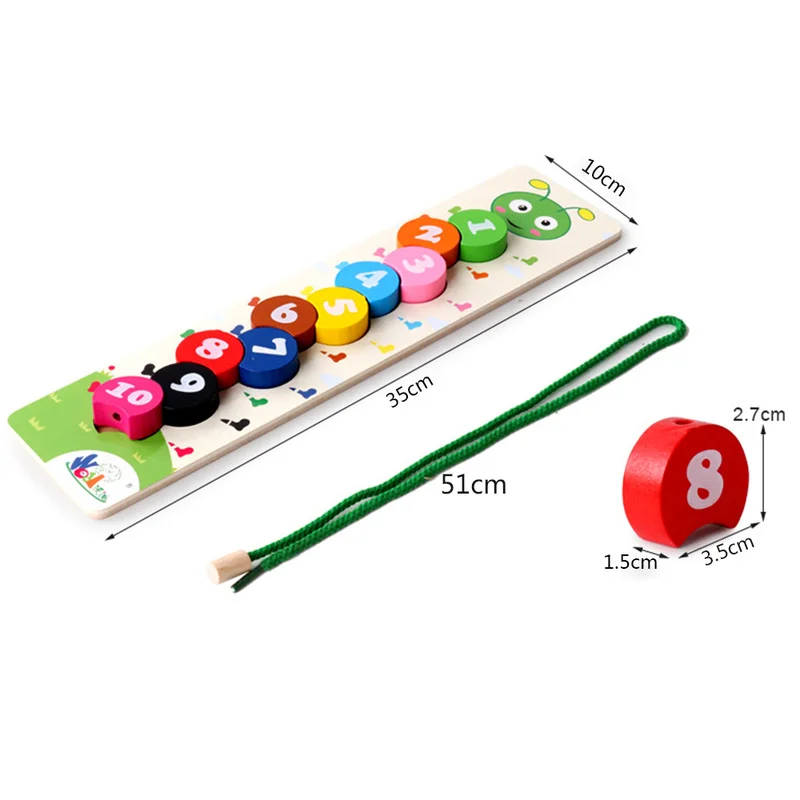 Классическая развивающая игрушка Монтессори деревянные бусины и гусеницы