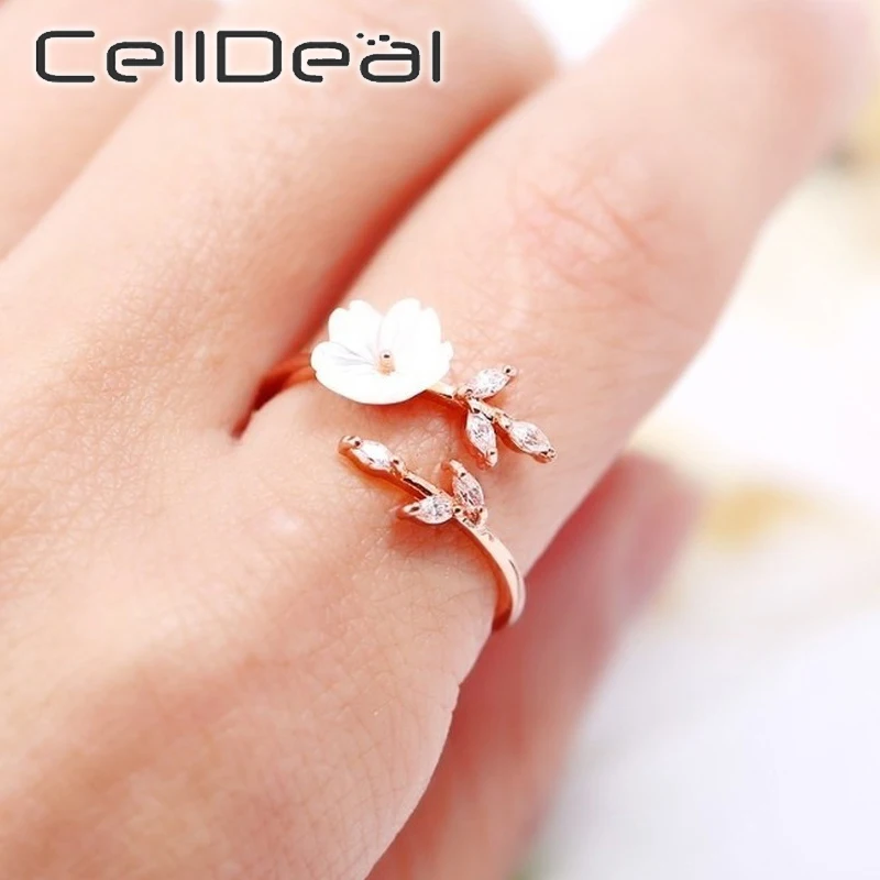 CELLDEAL медные кольца для женщин нежные регулируемые ветки листья цветочные