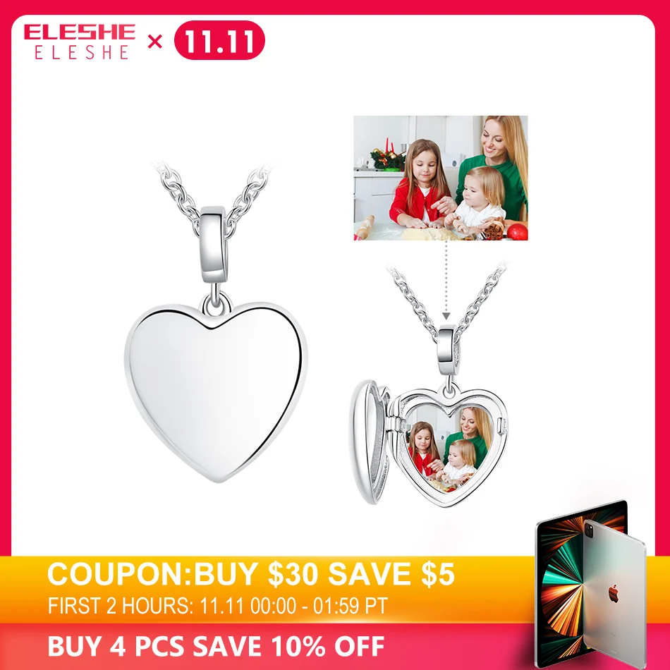 Ожерелье ELESHE с подвеской в виде сердца женское цепочка из стерлингового серебра