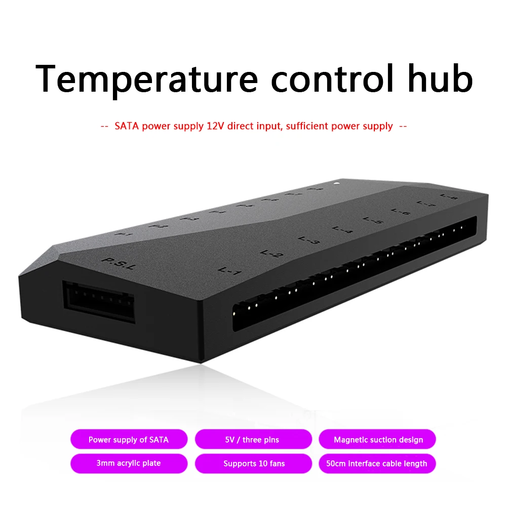 

ID-COOLING HA-02 5V 3 Pin ARGB Splitter Hub PWM Fan Controller SATA Powered Double-Sided Tape PWM&ARGB Signal Input Cable