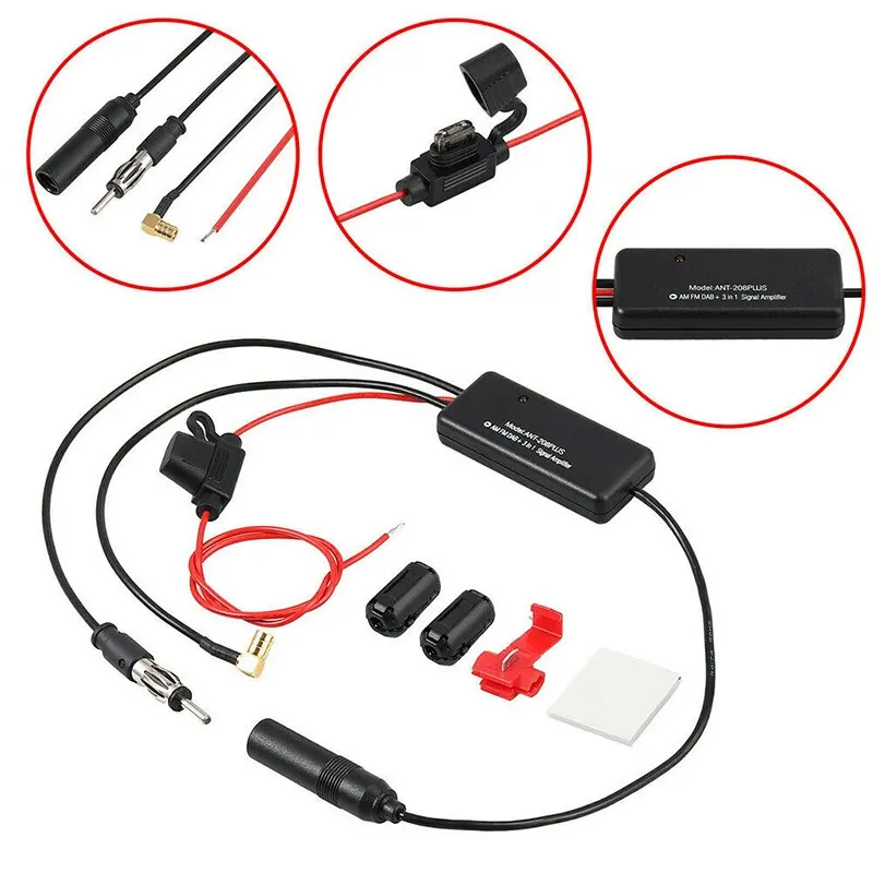 Universal 12V Car Radio FM AM Antenna Signal Amplifier Booster 3 in 1 DAB for Marine Boat RV Car-Styling | Автомобили и мотоциклы