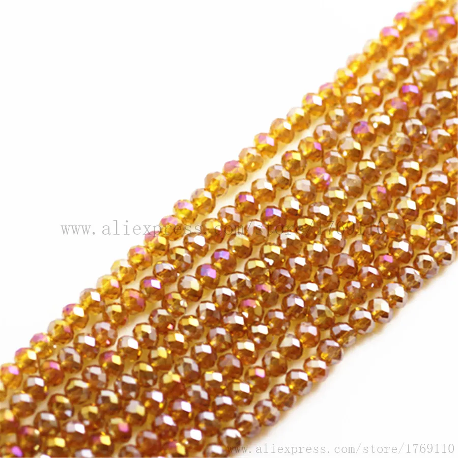 

Isywaka Deep Coffee ab Color 170pcs 2mm Rondelle Austria faceted Crystal Glass Beads Loose Spacer Round Bead for Jewelry Making