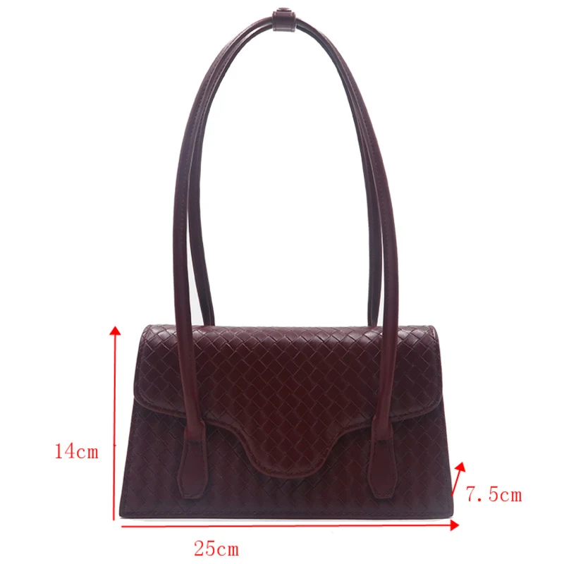 

[EAM] Women New Coffee Brief Woven PU Leather Flap Personality All-match Crossbody Shoulder Bag Fashion Tide 2021 18A0392
