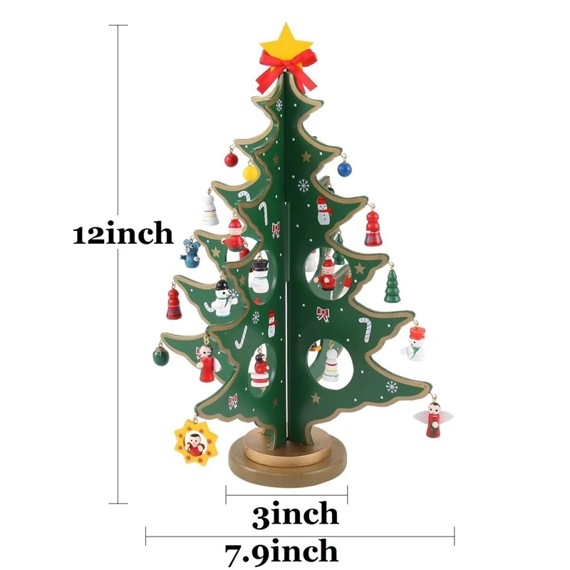 12 дюймов забавная настольная деревянная Рождественская елка Декор набор