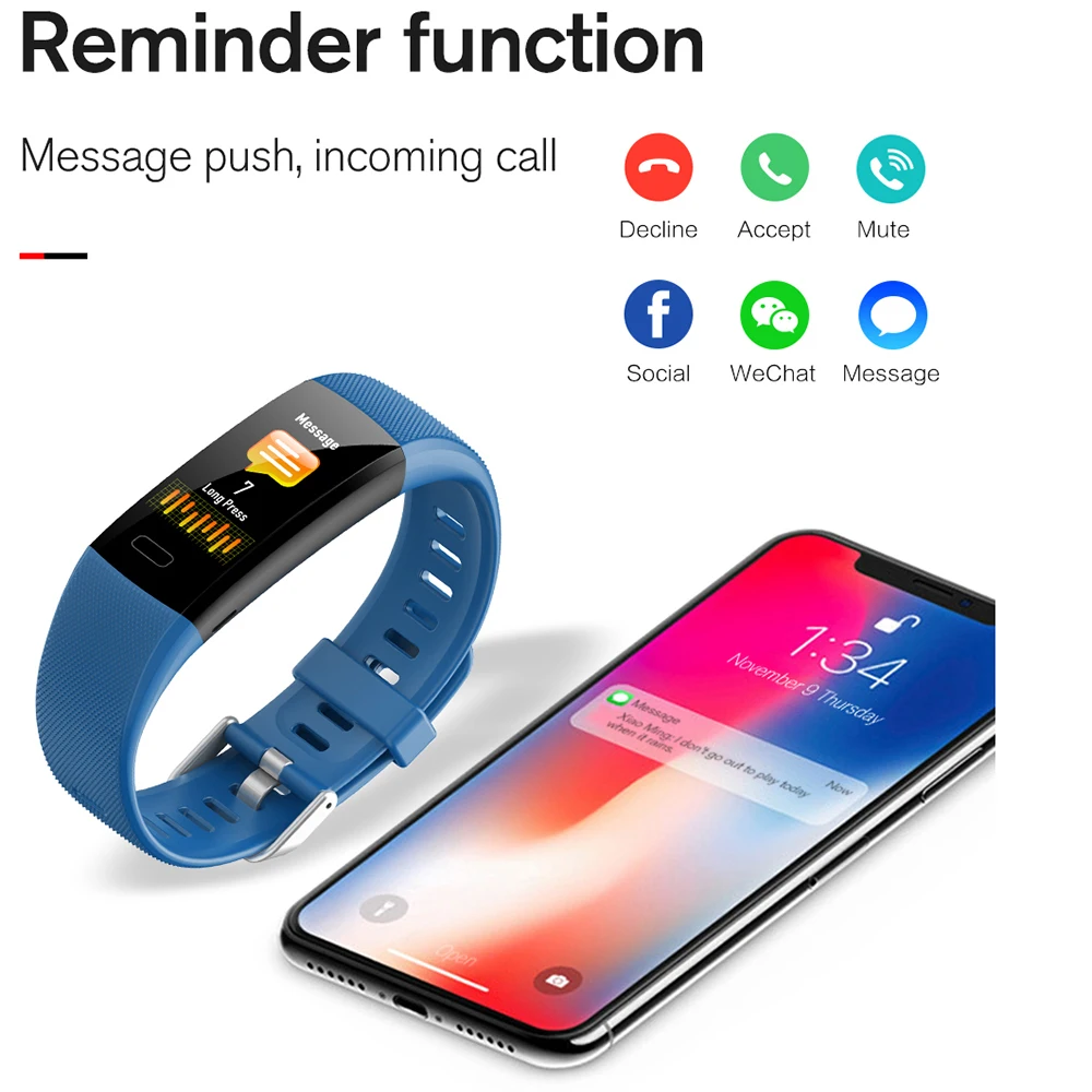 Умный браслет с шагомером и монитором кровяного давления 1 14 дюйма