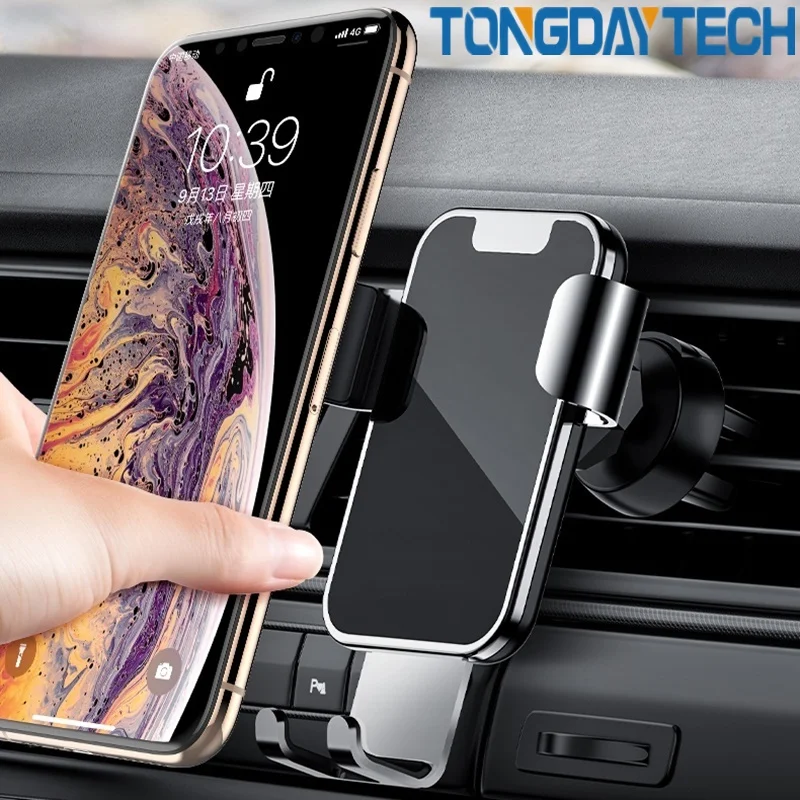 Автомобильный держатель для телефона Tongdaytech для Iphone X 11 Pro MAX, крепление на вентиляционное отверстие из сплава, подставка для мобильного телефона, подставка для смартфона