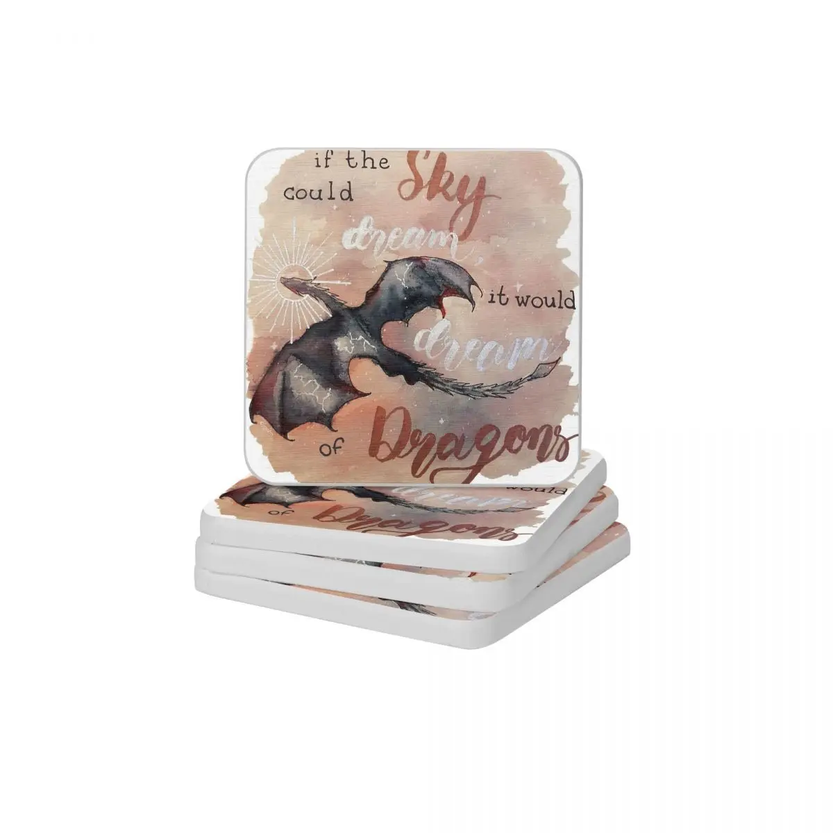 

If The Sky Could Dream It Would Dream Of Dragons Diatomite Square Round Coaster Eco-friendly Cup Bonsai Mat Soap Pad Diameter 10