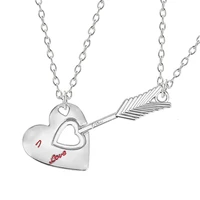 2 piece necklace good friend series heart hollow arrow inlaid red character pendant men and women jewelry gift direct sales hot