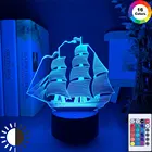 Акриловые 3D Иллюзия светодиодный Ночной светильник лампа парусник Красочные Домашний Декор Светильник s Usb Батарея приведенный в действие ночной Светильник для детей Спальня