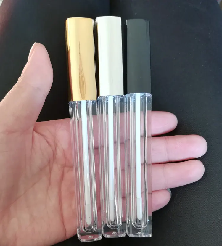 

4.5ML 10-100pcs Square Lip Gloss Tube Black/silver/gold Cap,Empty Cosmetic Liquid Lipstick Bottle lip gloss tubes wholesale