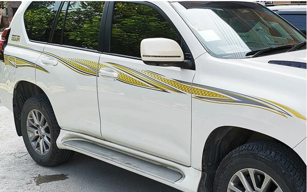 

Universal Car Decals Sticker For Jeep Renegade 2016-2018 (need to cut) Left+Right Exterior Door Panel Decor Colorful Strip Trim