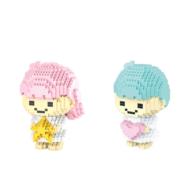 twin star Забавные мультяшные фигурки животных, нанокирпич, Cinnamoroll, куроми, пом, ПОМ, пурин, мелодия, микро алмаз, строительные блоки, игрушки для детей, подарки - Цвет: twin star