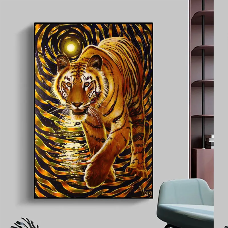

Новое поступление, постер на заказ с изображением тигра, украшение для дома, модный тканевый настенный постер на холсте 27x40 см 30x45 см