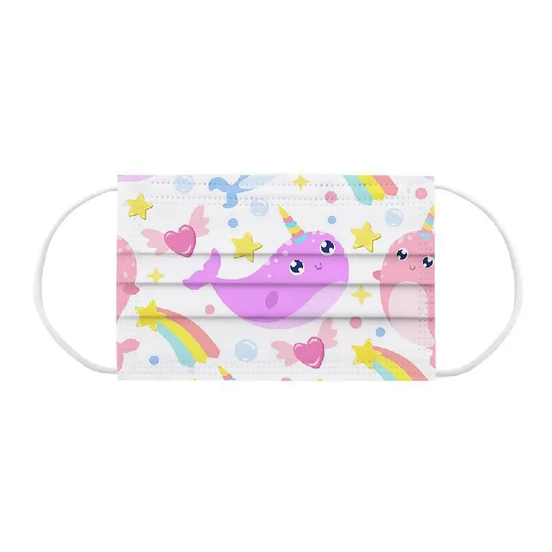 Маска одноразовая трехслойная Нетканая Пылезащитная и дышащая с мультяшным