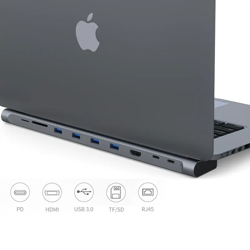 Док-станция для ноутбука USB C к HDMI 4K RJ45 Ethernet SD/TF кард-ридер с PD зарядным портом Macbook