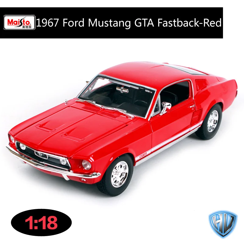 31197 Maisto 1:18 1967 ford mustang gta fastback черный зеленый автомобиль литья под давлением 260*100*75 мм роскошная винтажная модель автомобиля форма автомобиля 31166 - Цвет: 31197