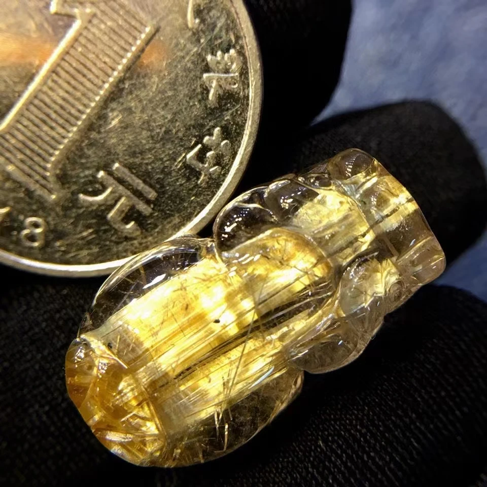 Günstig Echte Natürliche Gold Rutilquarz Pi Xiu Geschnitzte Anhänger Edelstein 22.9*13.1*10,1mm Kristall Halskette AAAAA