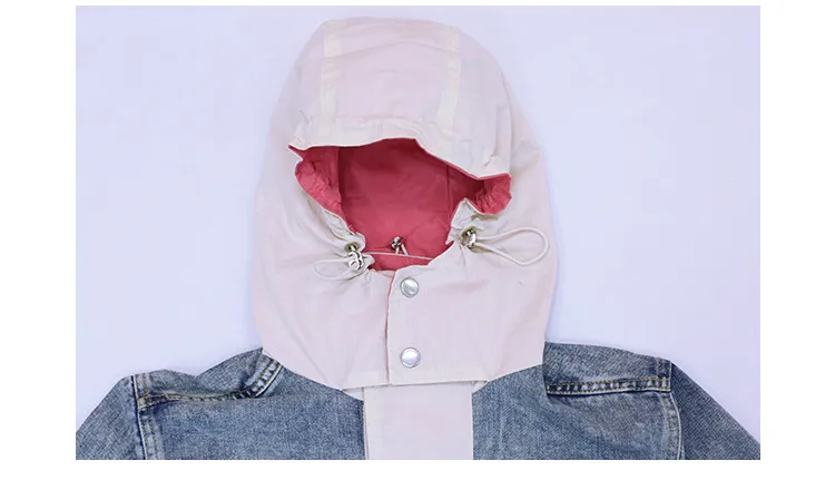 

Girls denim coats 2020 spring autumn new hooded long sleeve patchwork jackets kids coats children tops 3-12Y ws1735