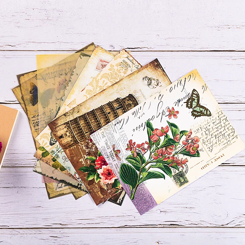 8 шт./компл. Ретро Винтажные Цветы буквы веленевая писчая бумага коврик для