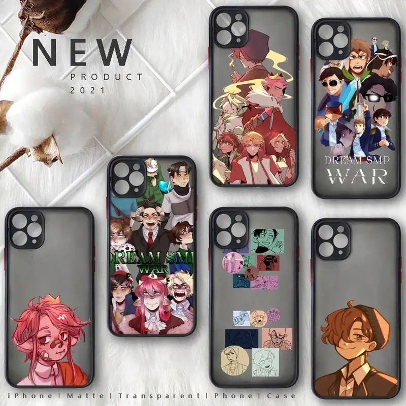 

dream smp Phone Case black matte transparent For iPhone 7 8 x xs xr 11 12 13 pro plus mini max Clear Funda