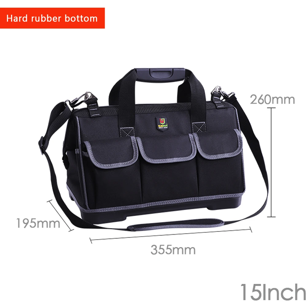 Rubber 15 Inch Большая емкость сумки для инструментов органайзер для металлических изделий Ремень Через Плечо мужские дорожные сумки гаечный ключ инструментарий электрик плотник сумка рюкзак - Цвет: Rubber 15 Inch