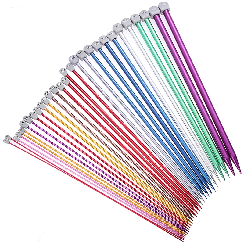 

Hot 2Pcs/set 35cm 2.0-12mm Single Pointed Knitting Needles Pins Straight Aluminum DIY Weaving Tool Long Sweater Scarf Needle