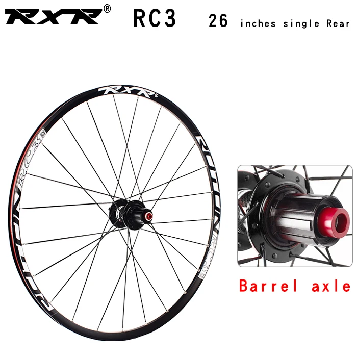 26RC3 black front TA RXR горный велосипед внедорожный MTB Углеродные колеса 26 дюймов RC3 дисковый тормоз 5 подшипников 7-11speed через ось/QR колеса велосипеда - Цвет: 26RC3 black front TA