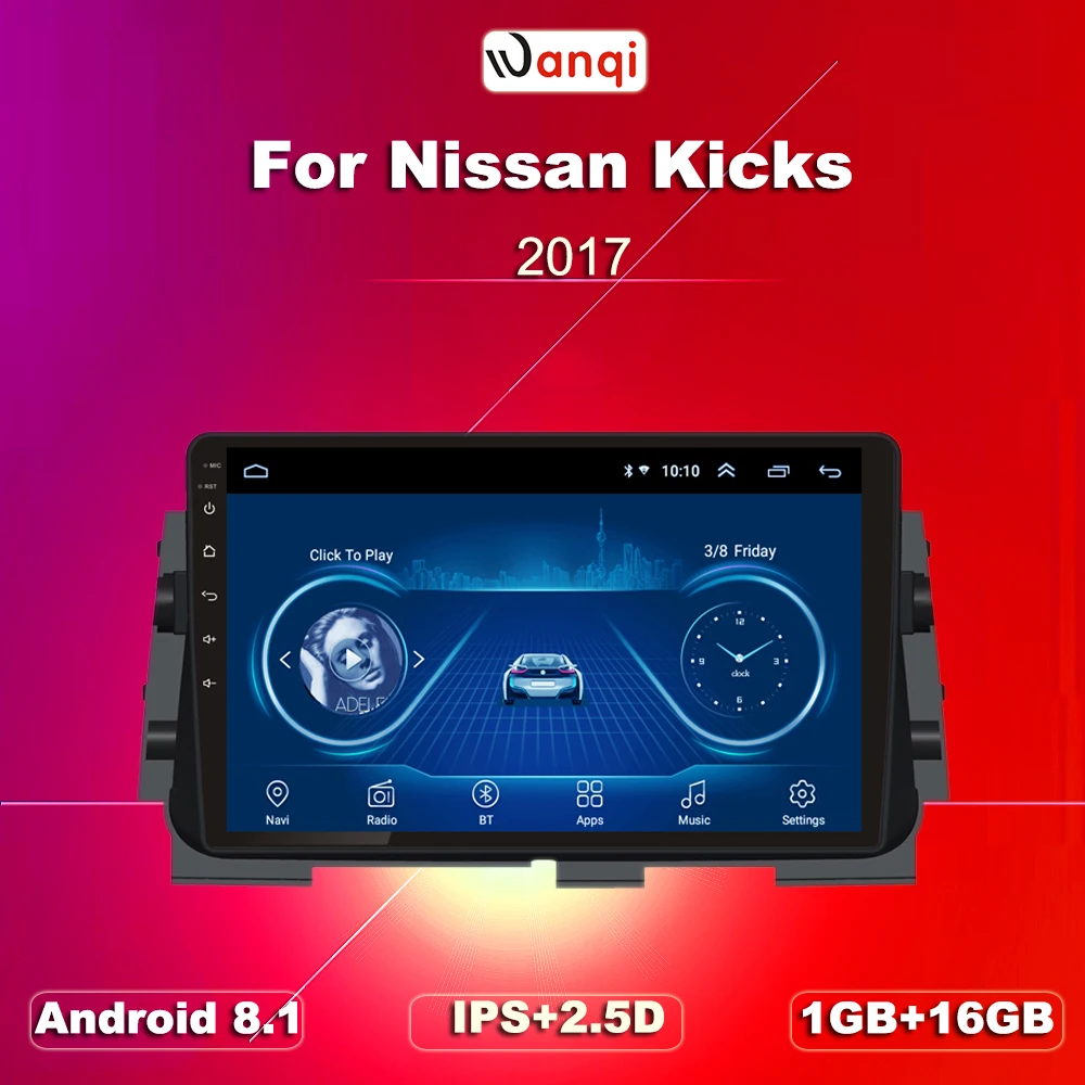10 1 дюймов Android 8 2.5D Закаленное HD Сенсорное радио для Nissan kicks 2017 2018 с Bluetooth USB WIFI