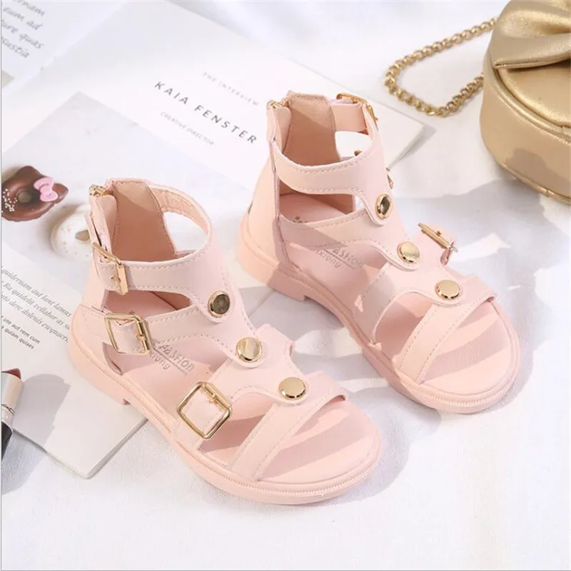 

2020 children's summer shoes new fashion princess beach children's shoes girls leather sandals high-top fashion student sandals