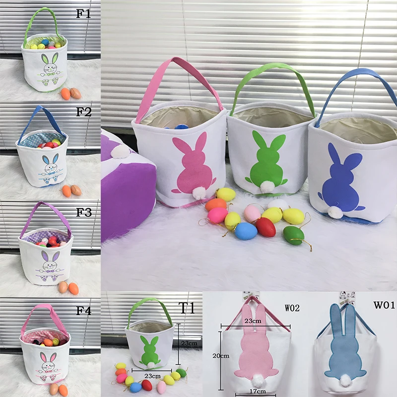 

10 шт./лот, Пасхальная корзина, сумка-тоут в виде кролика, 40 цветов, персонализированные ведра с кроличьим хвостом, Детская Подарочная сумка, с...