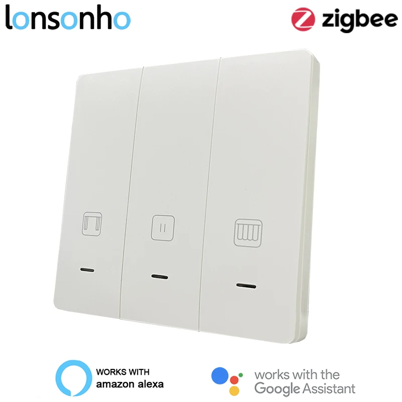 Lonsonho Tuya Zigbee Smart Curtain Switch For Roller Shutter Blind Motor EU Button Smartlife Alexa Google Home Compatible |