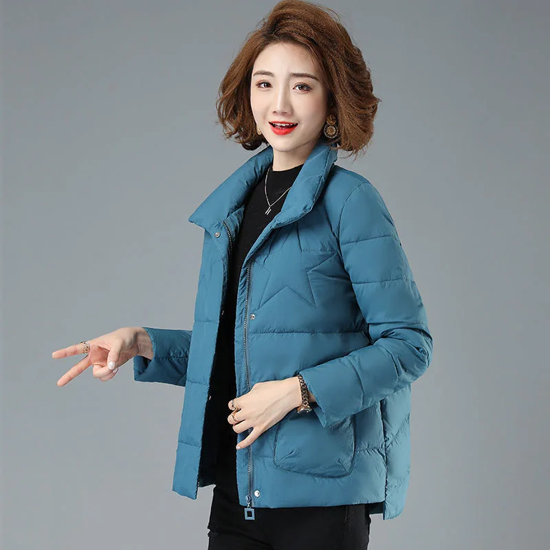 

2021 Women's Cotton Jacket Mother Loose Jacket Elegant Black Green Red Padded Jacket Female M-5XL
