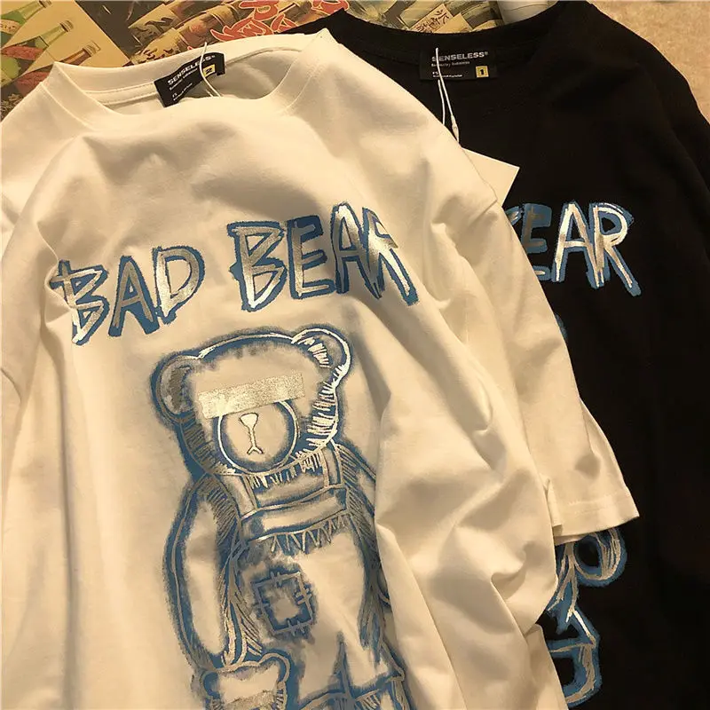 

Women T-Shirt Bear Print Horror Gothic Punk Hip Hop Fun Tops Cartoon Ulzzang Casual Summer Oversize Dropshipping Vintage Clothes