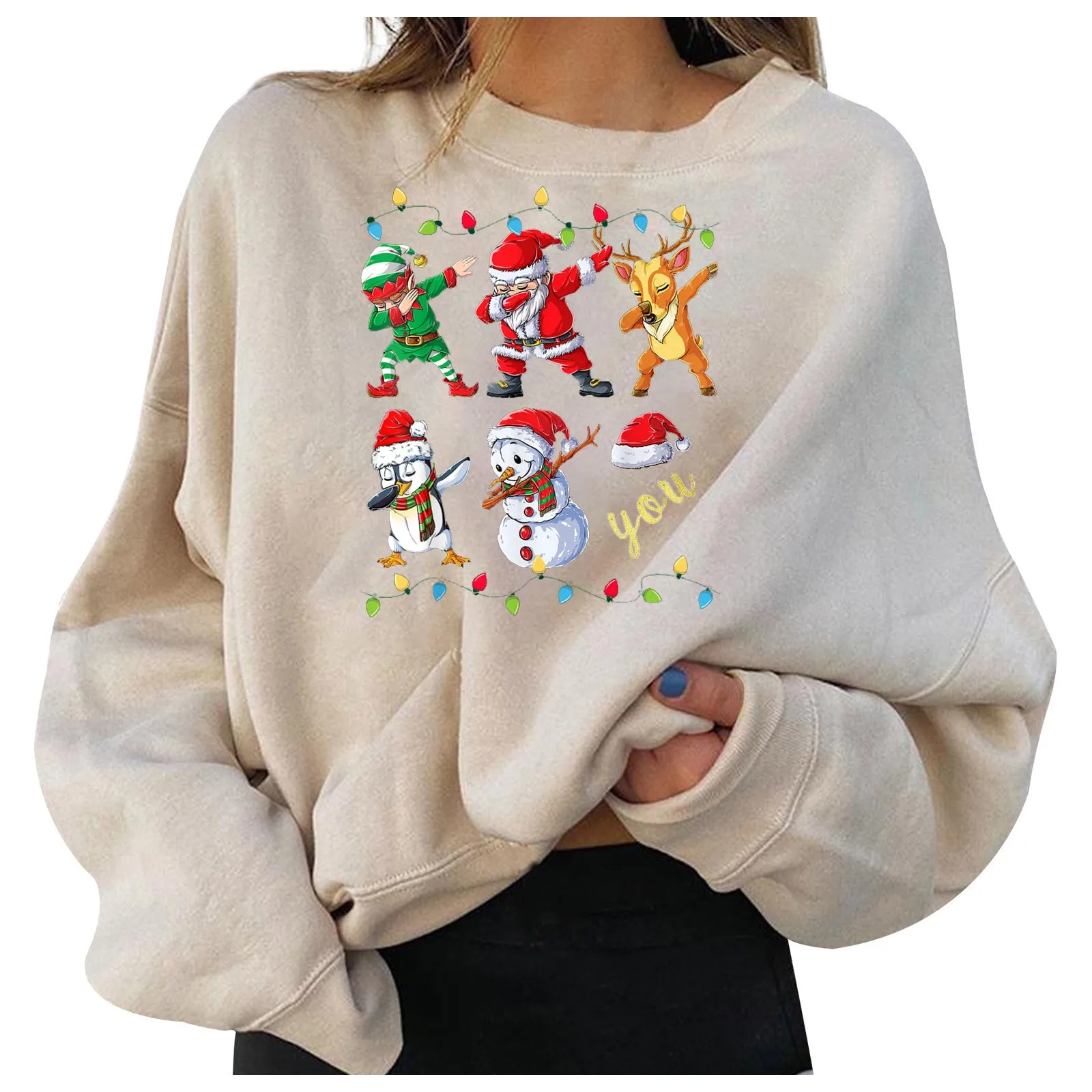 

Женский свитшот, куртка, смешные веселые рождественские удобные пуловеры с длинным рукавом и забавным принтом, топ, женская одежда