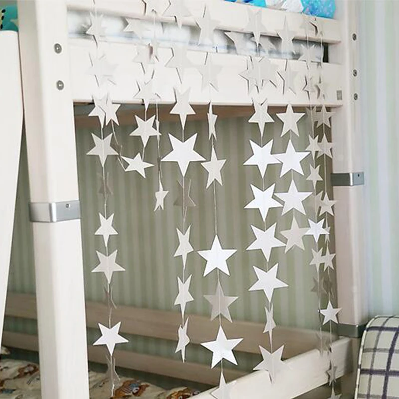 2 м правая Золотая Серебряная Звезда декоративная бумага для вечеринок гирлянды