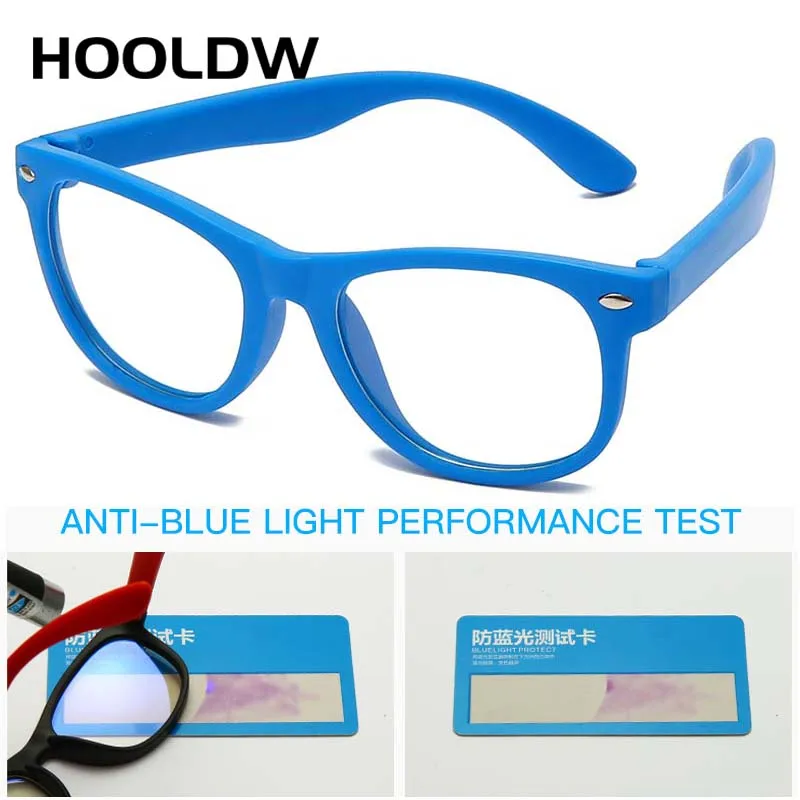 HOOLDW New Anti blue Light Kids Glasses Children Optical Frame Eyeware Boy Girls Computer Transparent Blocking Eyeglasses UV400