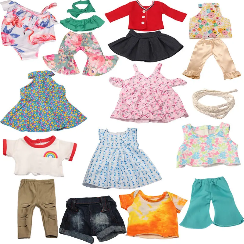 10 pzas/lote de moda Set de ropa para mu&ntilde;eca ropa de ni&ntilde;a americana ropa de la mu&ntilde;eca de 18 pulgadas para los ni&ntilde;os mejor regalo-1