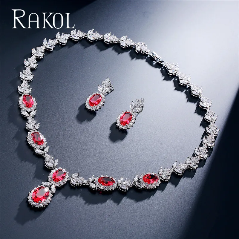 RAKOL романтический модный белый комплект ювелирных изделий цветок дизайн капли