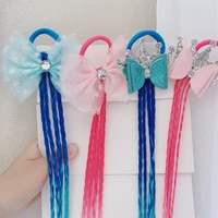 12pcslot childrens shinning crown wig braids hairpin sequins wig headdress for baby girl wholesale
