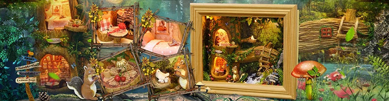 Кукольный домик Cutebee миниатюрная мебель кукольный домик Сделай Сам миниатюрные домики комната коробка театральные игрушки для детей Каса DIY кукольный домик B