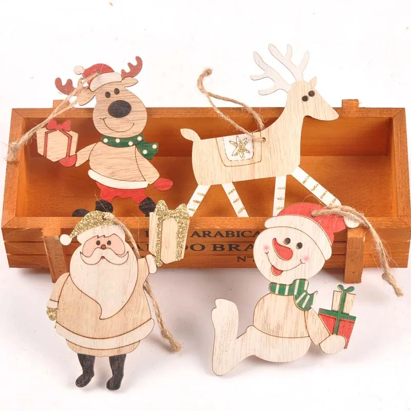 Деревянные рождественские украшения снеговика подвесная елка Подвески DIY для