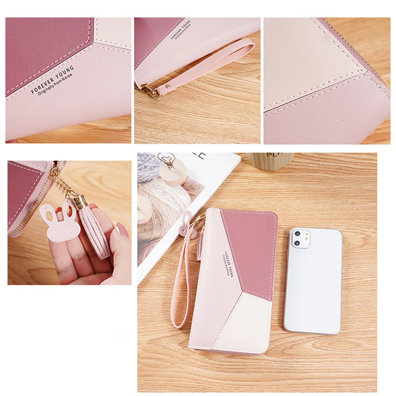 Кошелек на двойной молнии с застежкой и ремешком запястье кошелек из