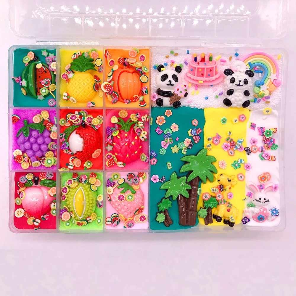 Панда день рождения красочные микс облако слизи сжимаемые милые фрукты ломтик